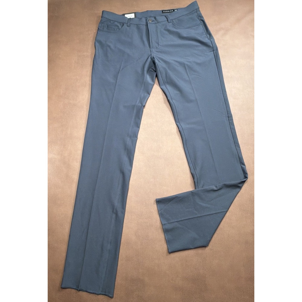 Dunning Golf Pants Performance 36 Tall Blue Modern Chino Stretch Unfinished Hem*